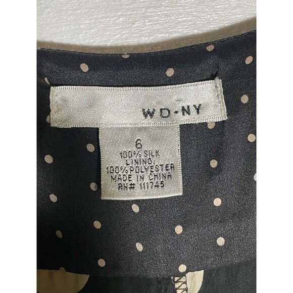 Black White Polka Dot Silk Dress Sleeveless Knee Length Tie Waist Saks Size 6 - Picture 5 of 12